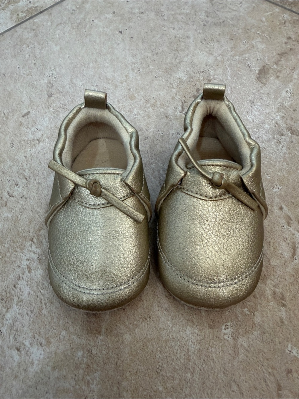Kids Metallic Gold Soft Moccasin Shoes
